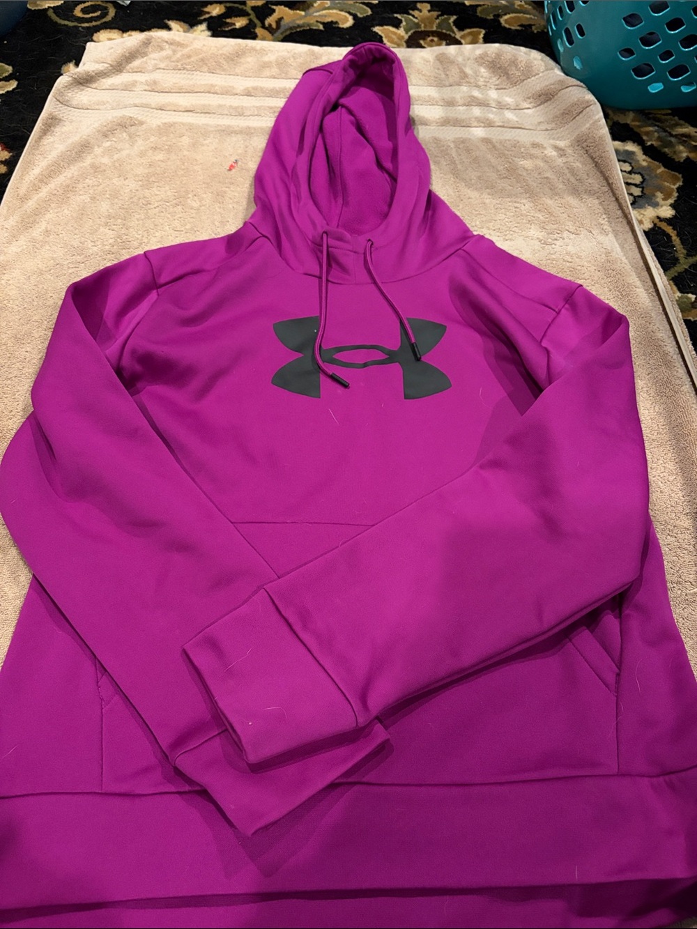 Under Armour Women’s Magenta Pullover Hoodie with Black Logo